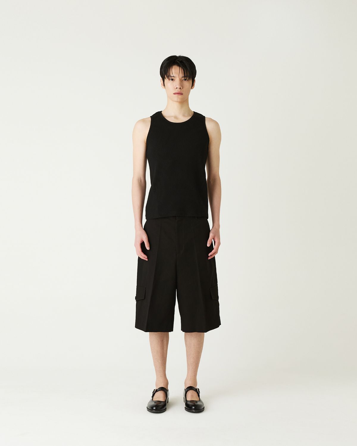 디앤드퀘스천(THEENDQUESTION) Rib sleeveless t-shirt / BLACK