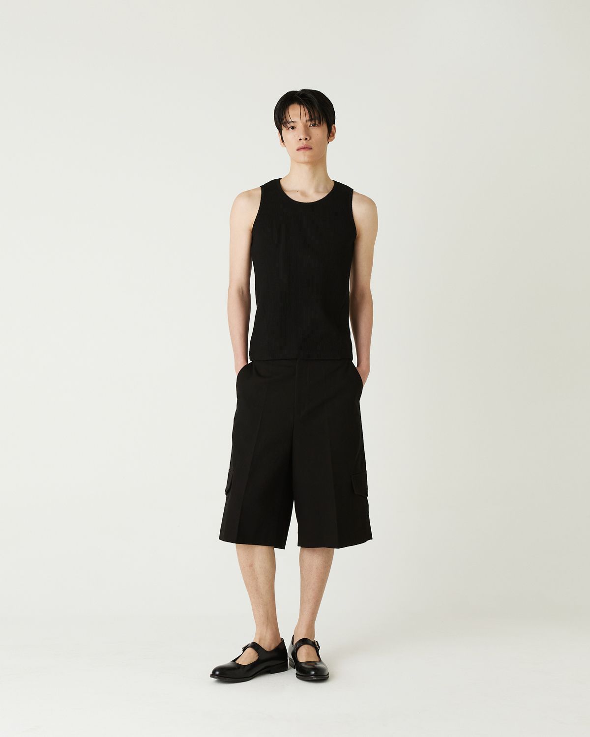 디앤드퀘스천(THEENDQUESTION) Rib sleeveless t-shirt / BLACK