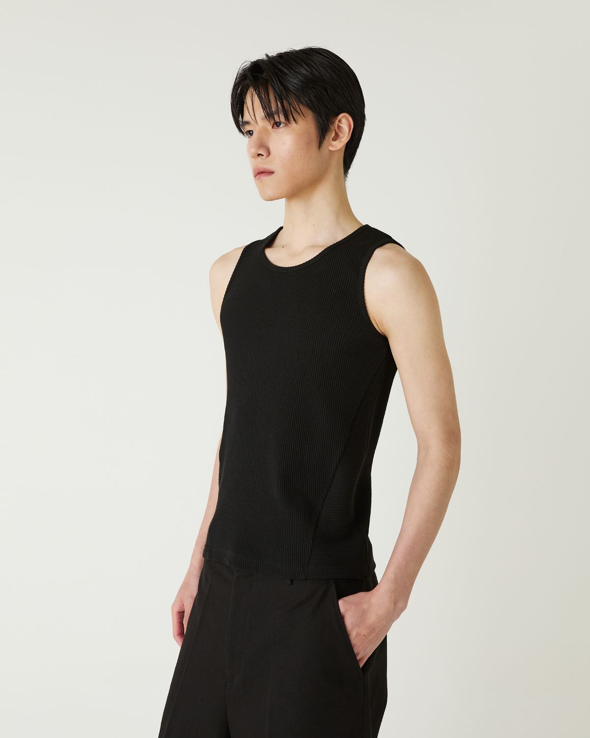 디앤드퀘스천(THEENDQUESTION) Rib sleeveless t-shirt / BLACK
