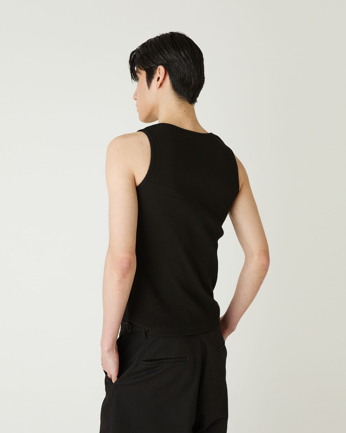 디앤드퀘스천(THEENDQUESTION) Rib sleeveless t-shirt / BLACK