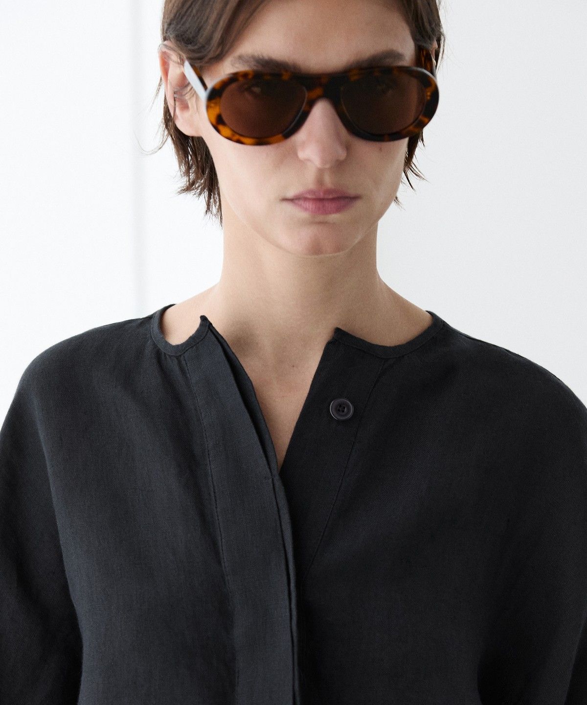 마시모두띠(MASSIMO DUTTI) 100% 린넨 퍼프 봄버 자켓