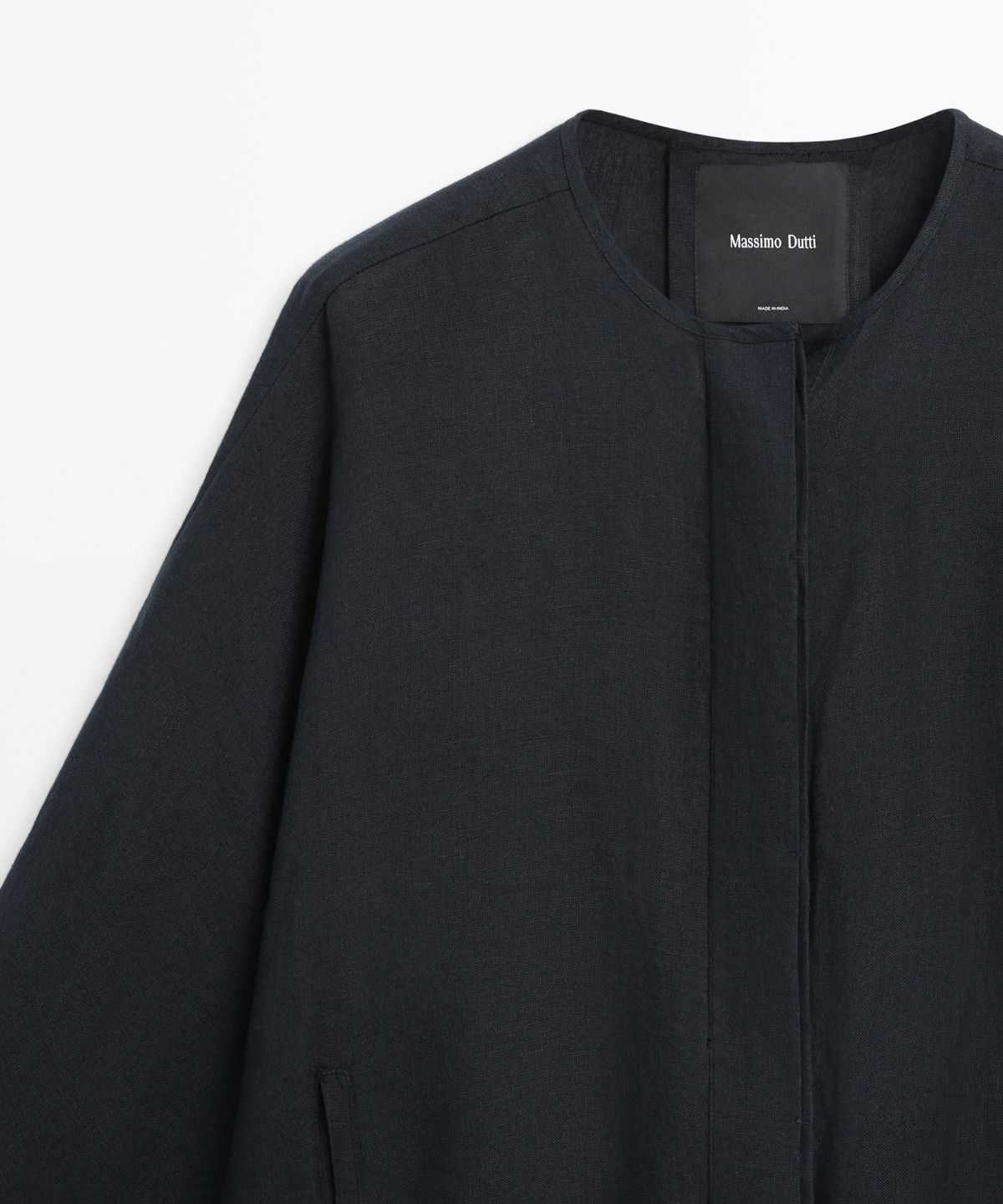 마시모두띠(MASSIMO DUTTI) 100% 린넨 퍼프 봄버 자켓