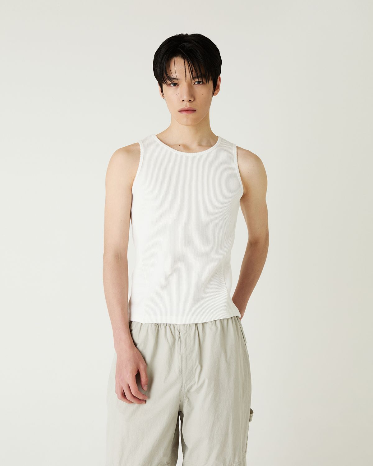 디앤드퀘스천(THEENDQUESTION) Rib sleeveless t-shirt / WHITE