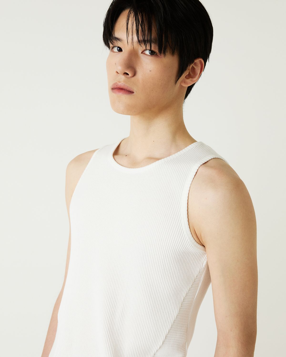 디앤드퀘스천(THEENDQUESTION) Rib sleeveless t-shirt / WHITE