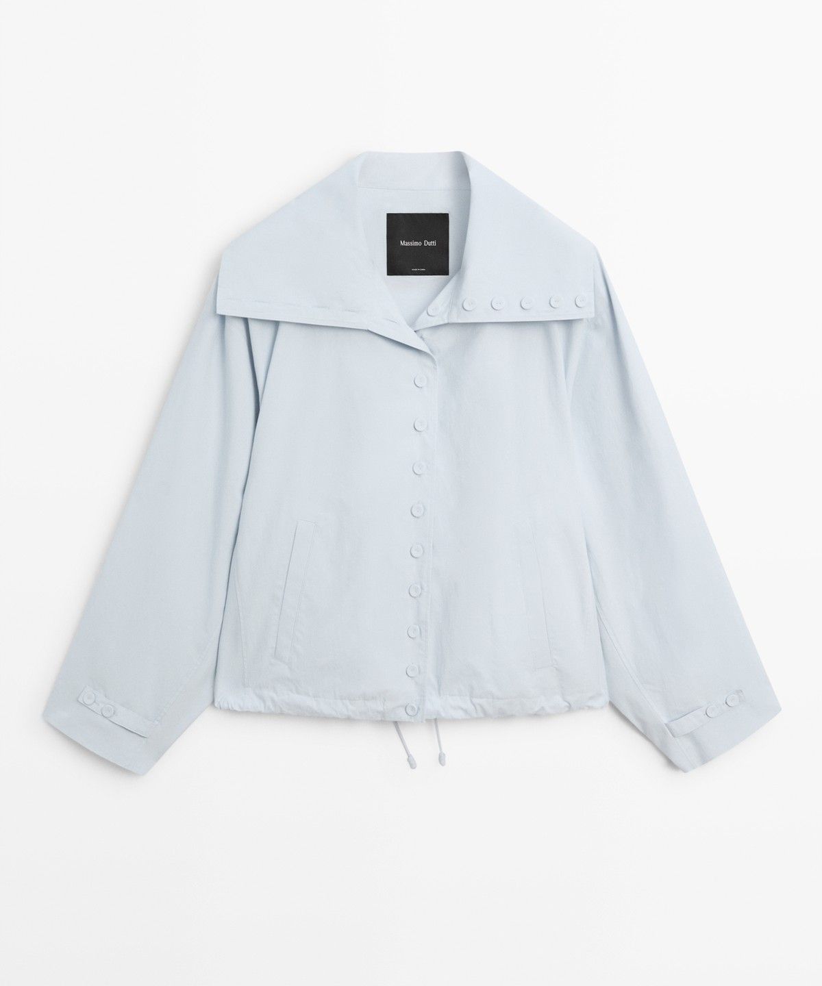마시모두띠(MASSIMO DUTTI) 버튼 디테일 크롭 봄버 자켓