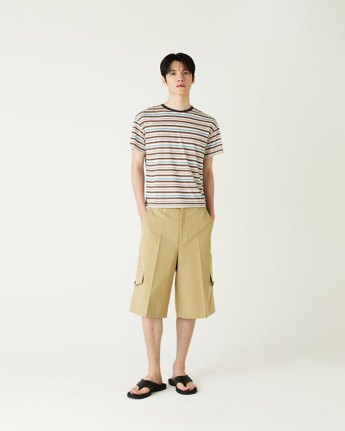디앤드퀘스천(THEENDQUESTION) Cool stripe t-shirt / BROWN