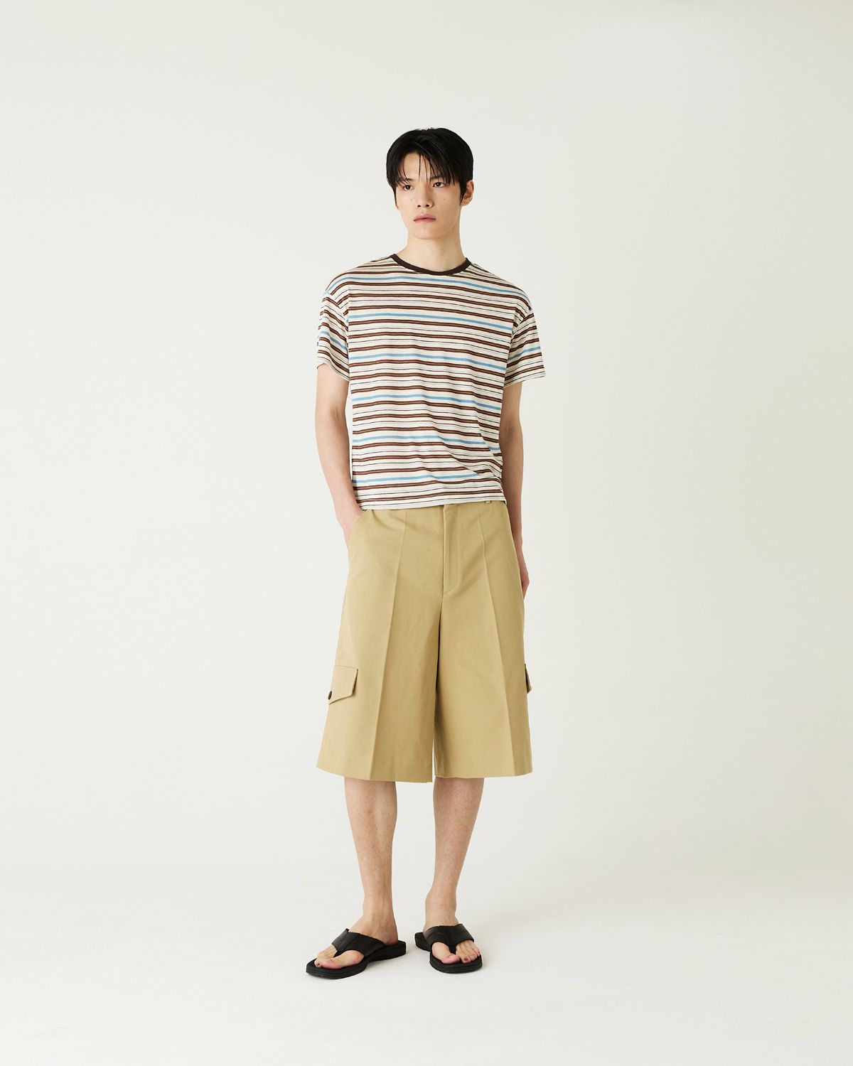 디앤드퀘스천(THEENDQUESTION) Cool stripe t-shirt / BROWN