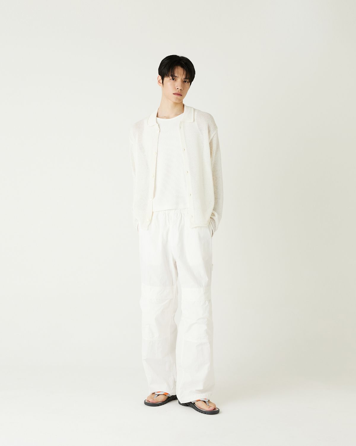 디앤드퀘스천(THEENDQUESTION) Linen blend collar cardigan / WHITE