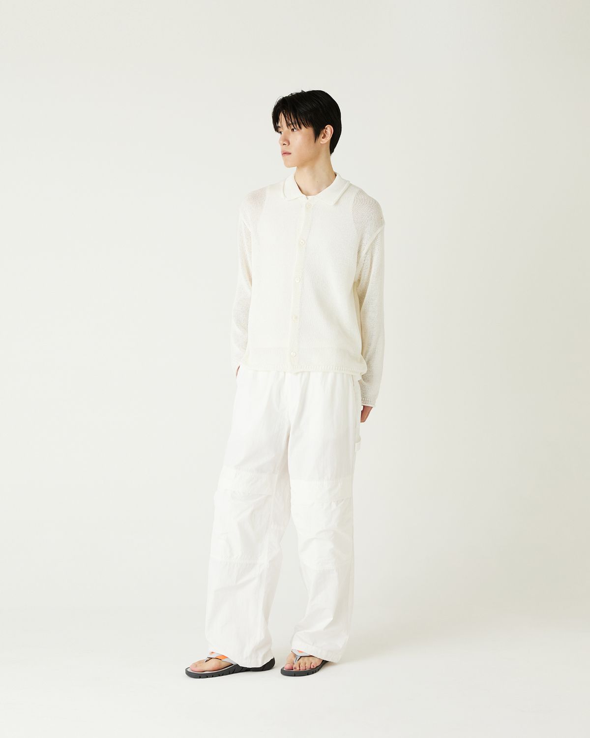 디앤드퀘스천(THEENDQUESTION) Linen blend collar cardigan / WHITE