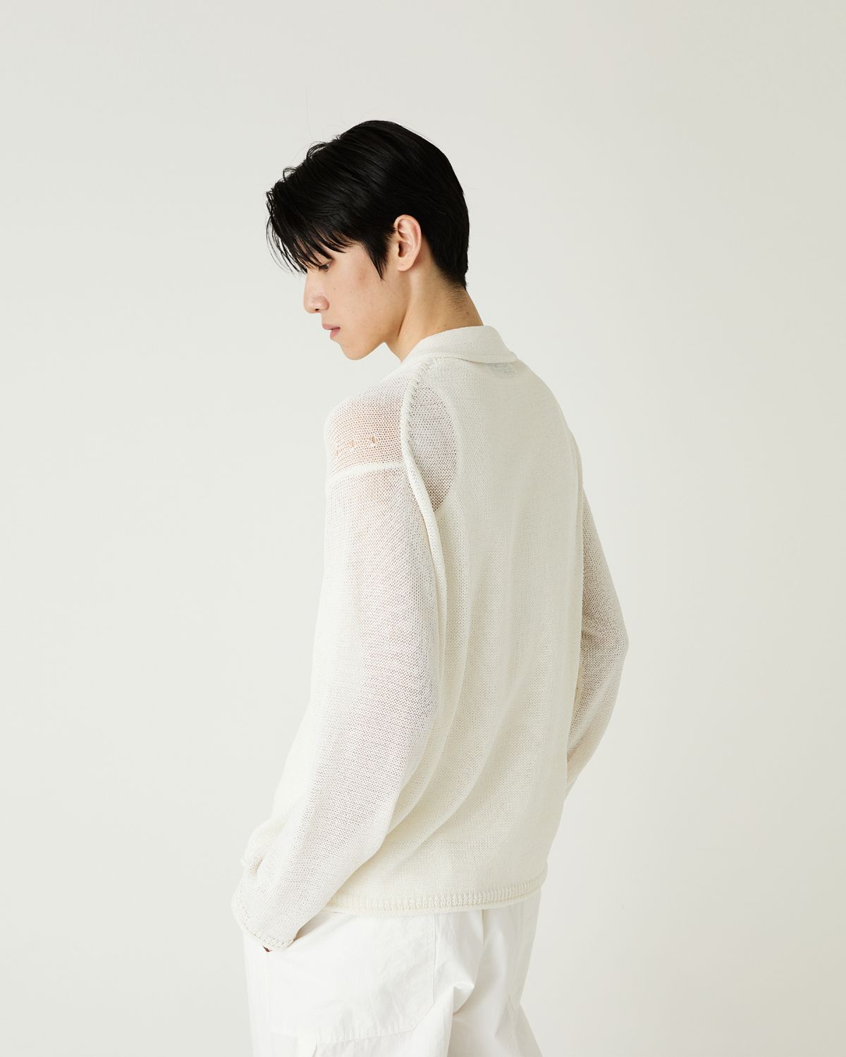 디앤드퀘스천(THEENDQUESTION) Linen blend collar cardigan / WHITE