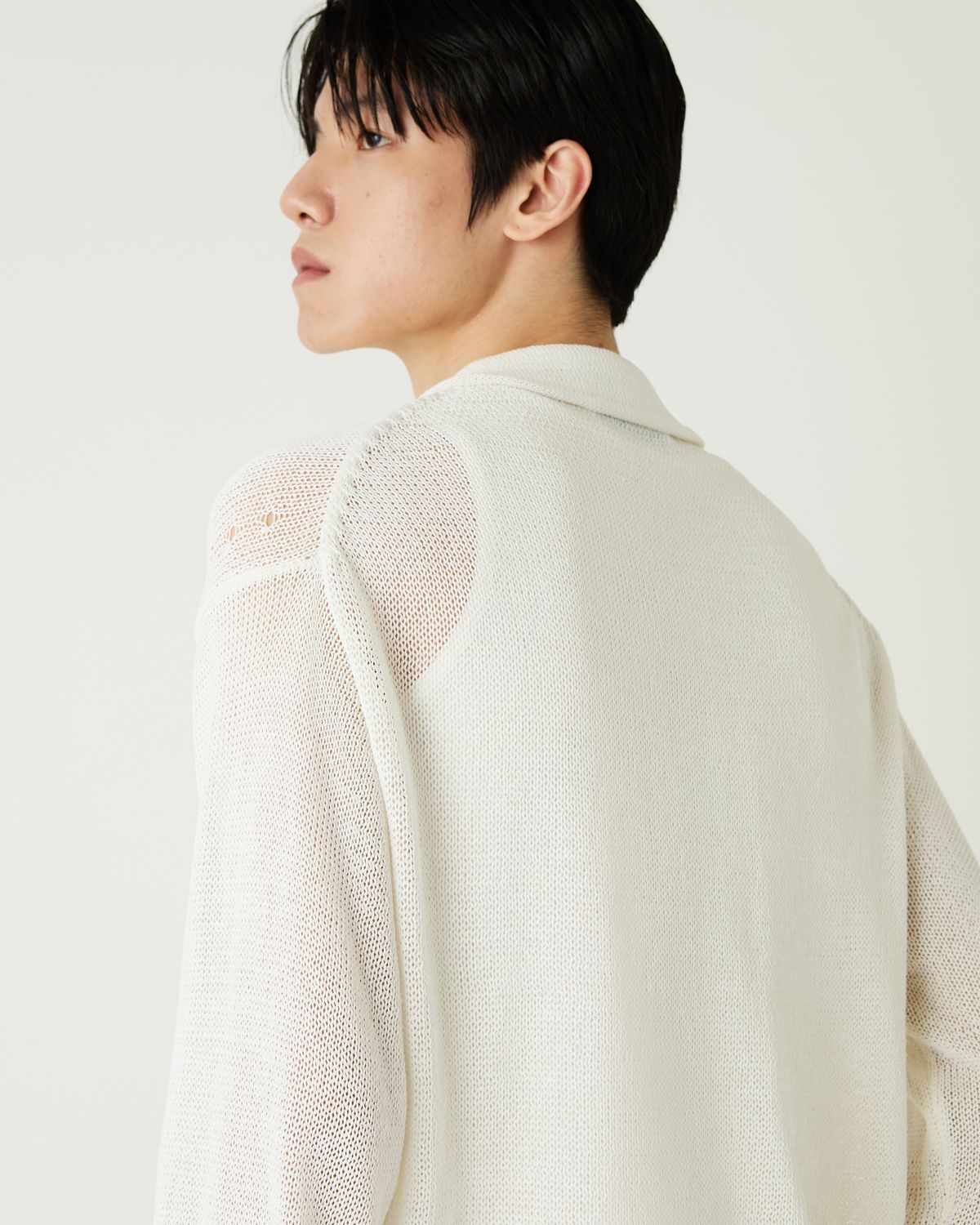 디앤드퀘스천(THEENDQUESTION) Linen blend collar cardigan / WHITE
