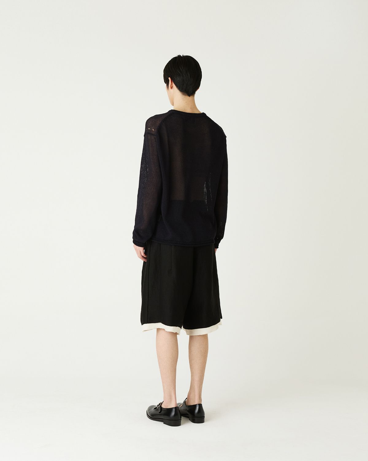 디앤드퀘스천(THEENDQUESTION) Linen blend crewneck knit top / BLACK