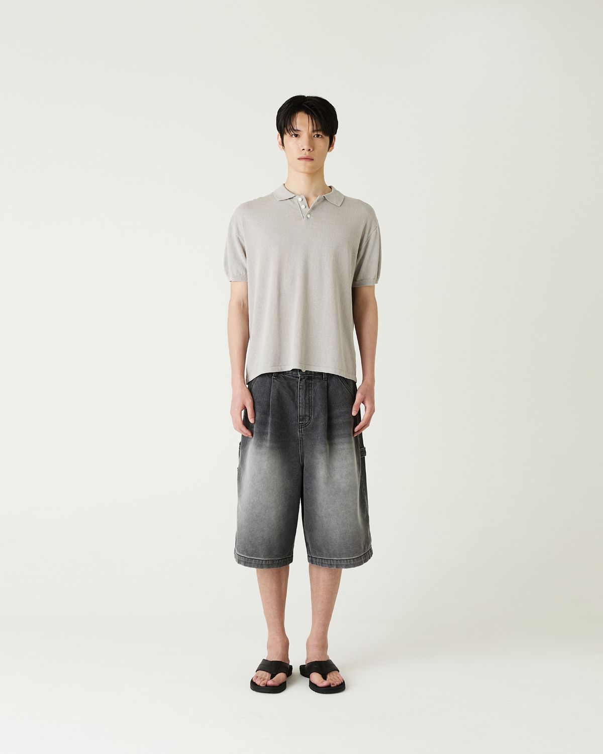 디앤드퀘스천(THEENDQUESTION) Cotton linen collar knit top / GRAY