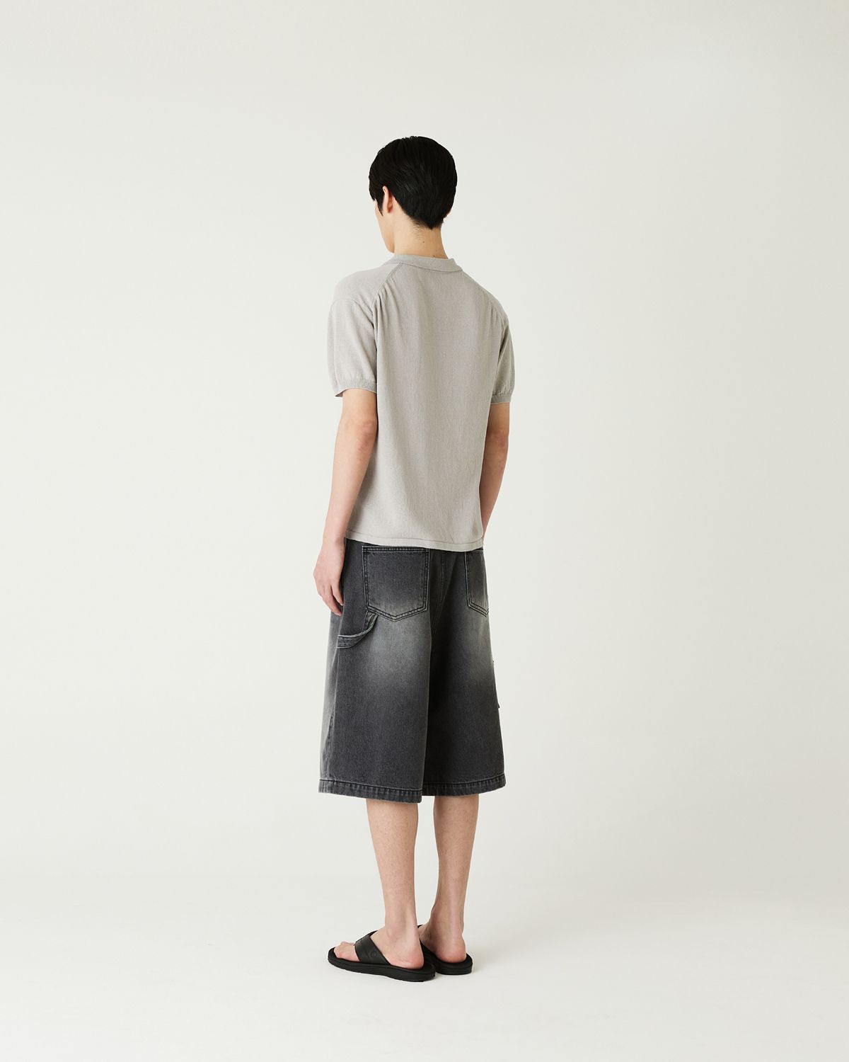 디앤드퀘스천(THEENDQUESTION) Cotton linen collar knit top / GRAY