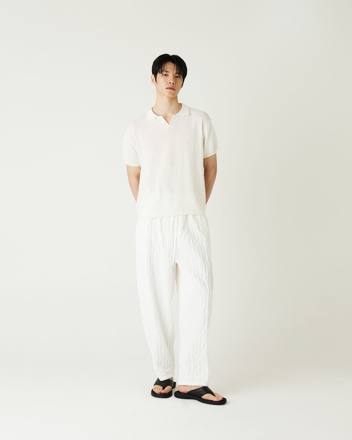 디앤드퀘스천(THEENDQUESTION) Cotton linen collar knit top / IVORY
