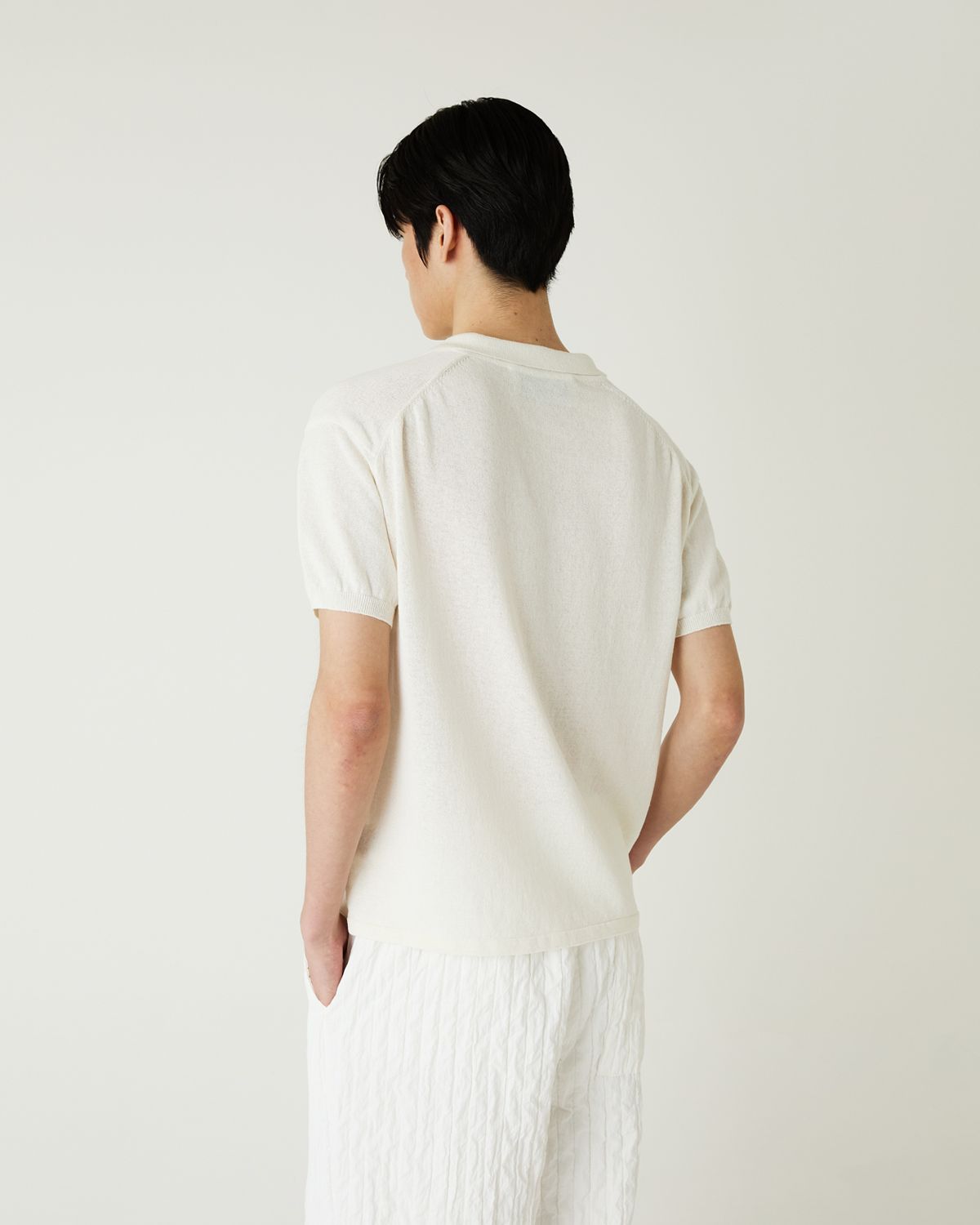 디앤드퀘스천(THEENDQUESTION) Cotton linen collar knit top / IVORY