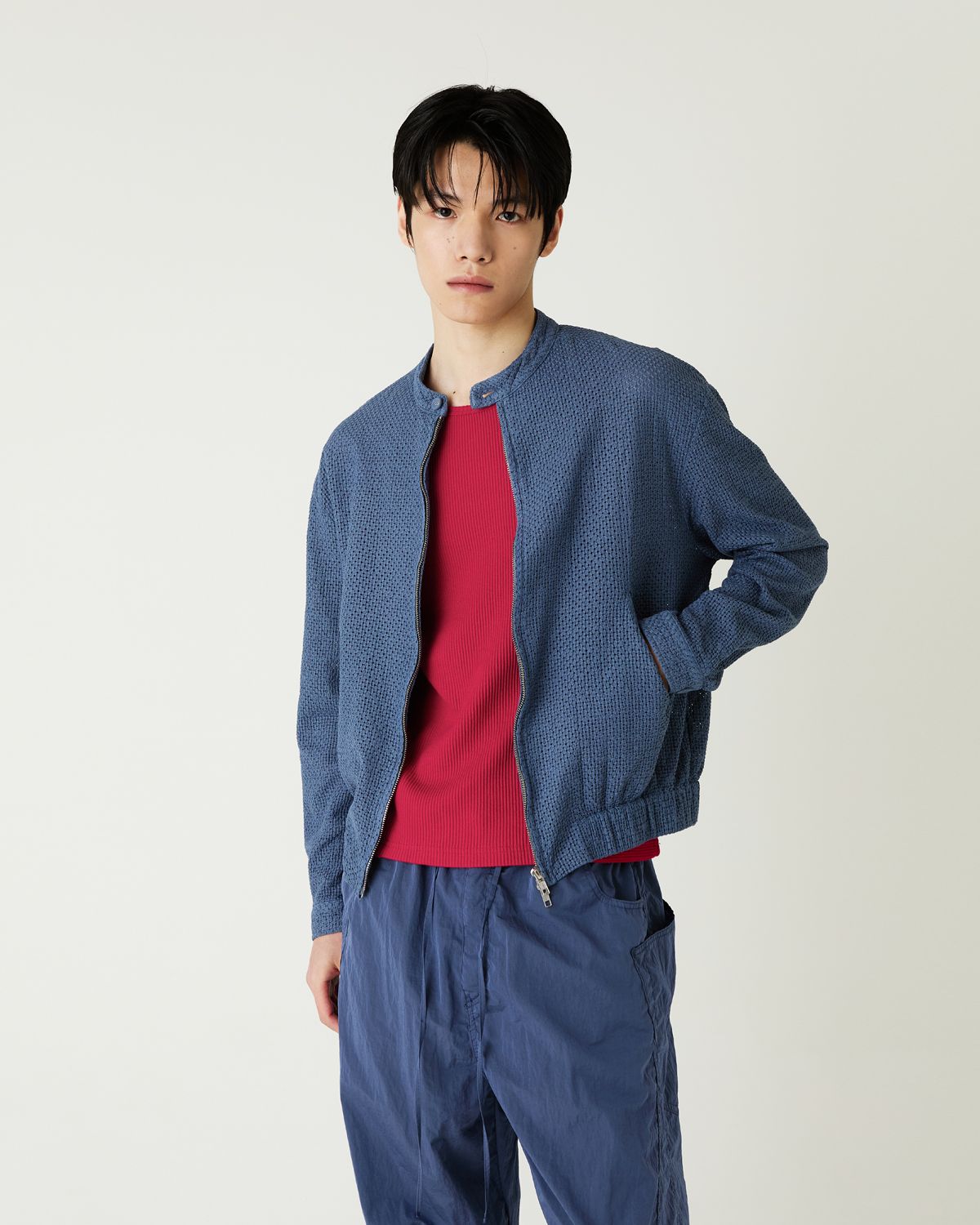 디앤드퀘스천(THEENDQUESTION) Lace blouson jumper / BLUE