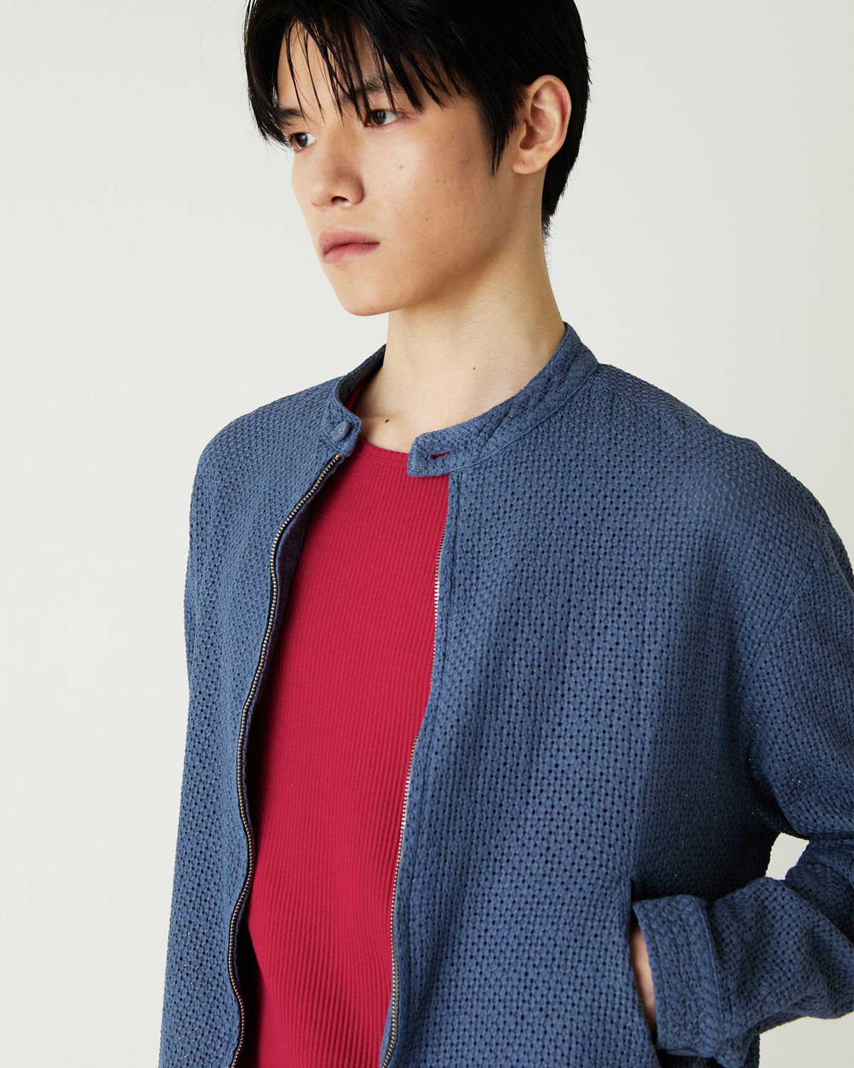디앤드퀘스천(THEENDQUESTION) Lace blouson jumper / BLUE
