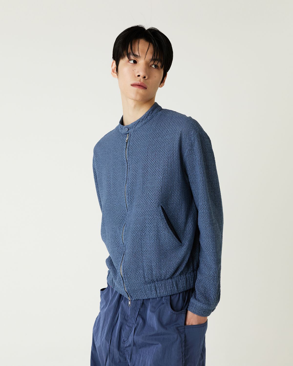 디앤드퀘스천(THEENDQUESTION) Lace blouson jumper / BLUE