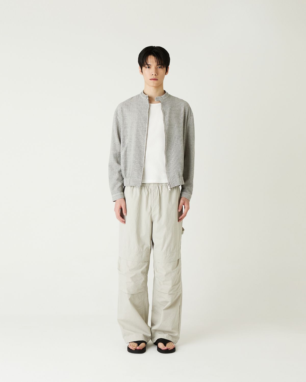 디앤드퀘스천(THEENDQUESTION) Lace blouson jumper / GRAY