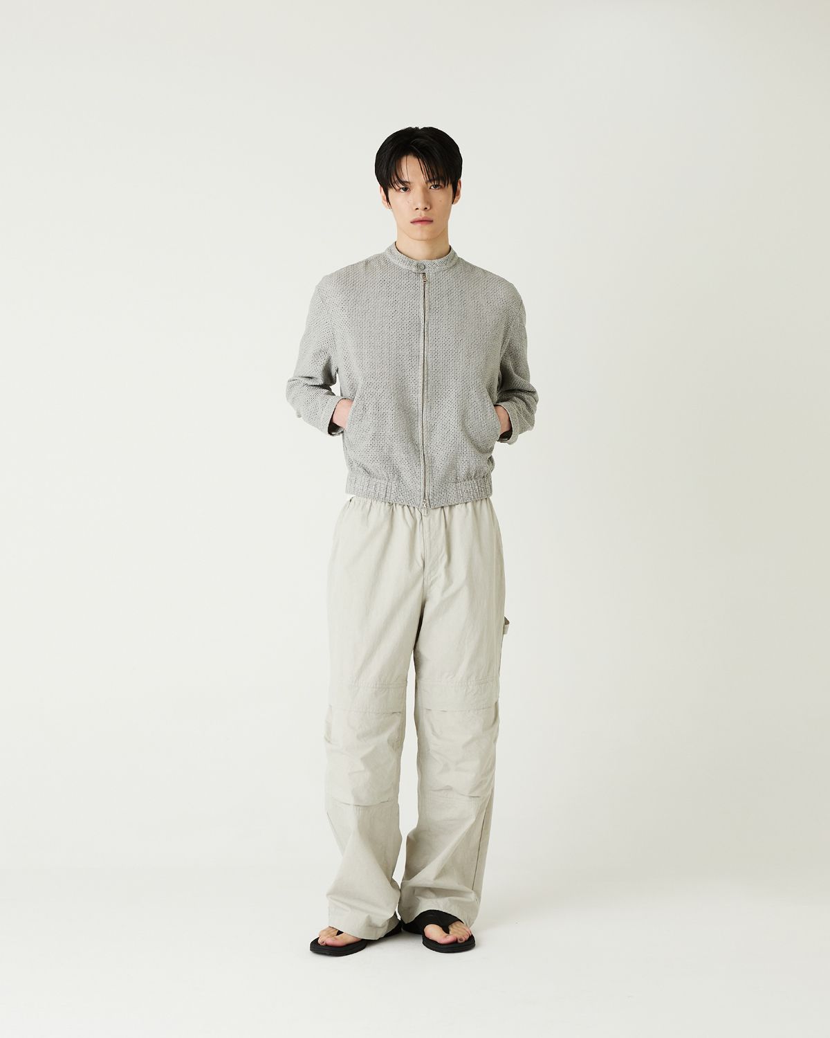 디앤드퀘스천(THEENDQUESTION) Lace blouson jumper / GRAY