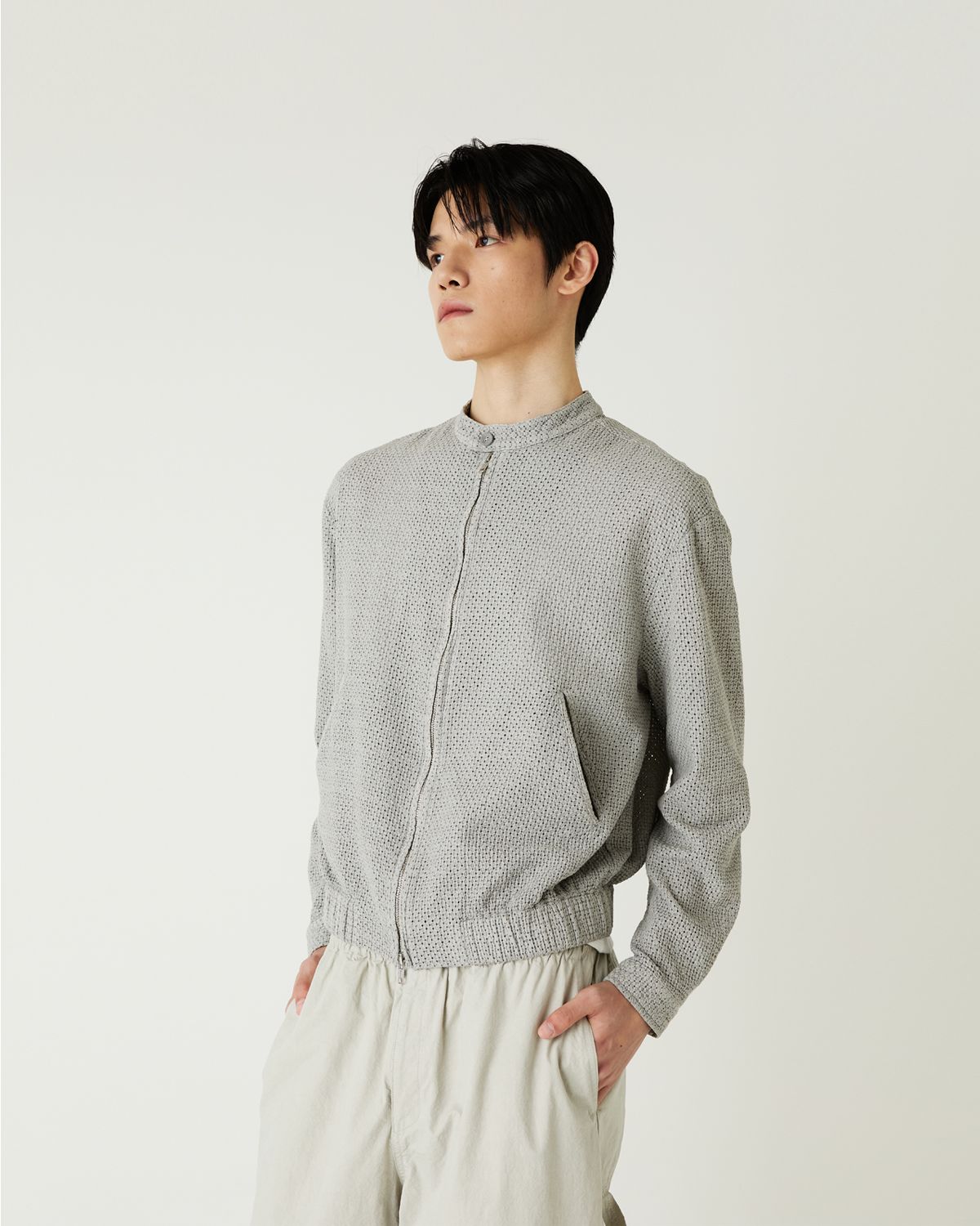 디앤드퀘스천(THEENDQUESTION) Lace blouson jumper / GRAY