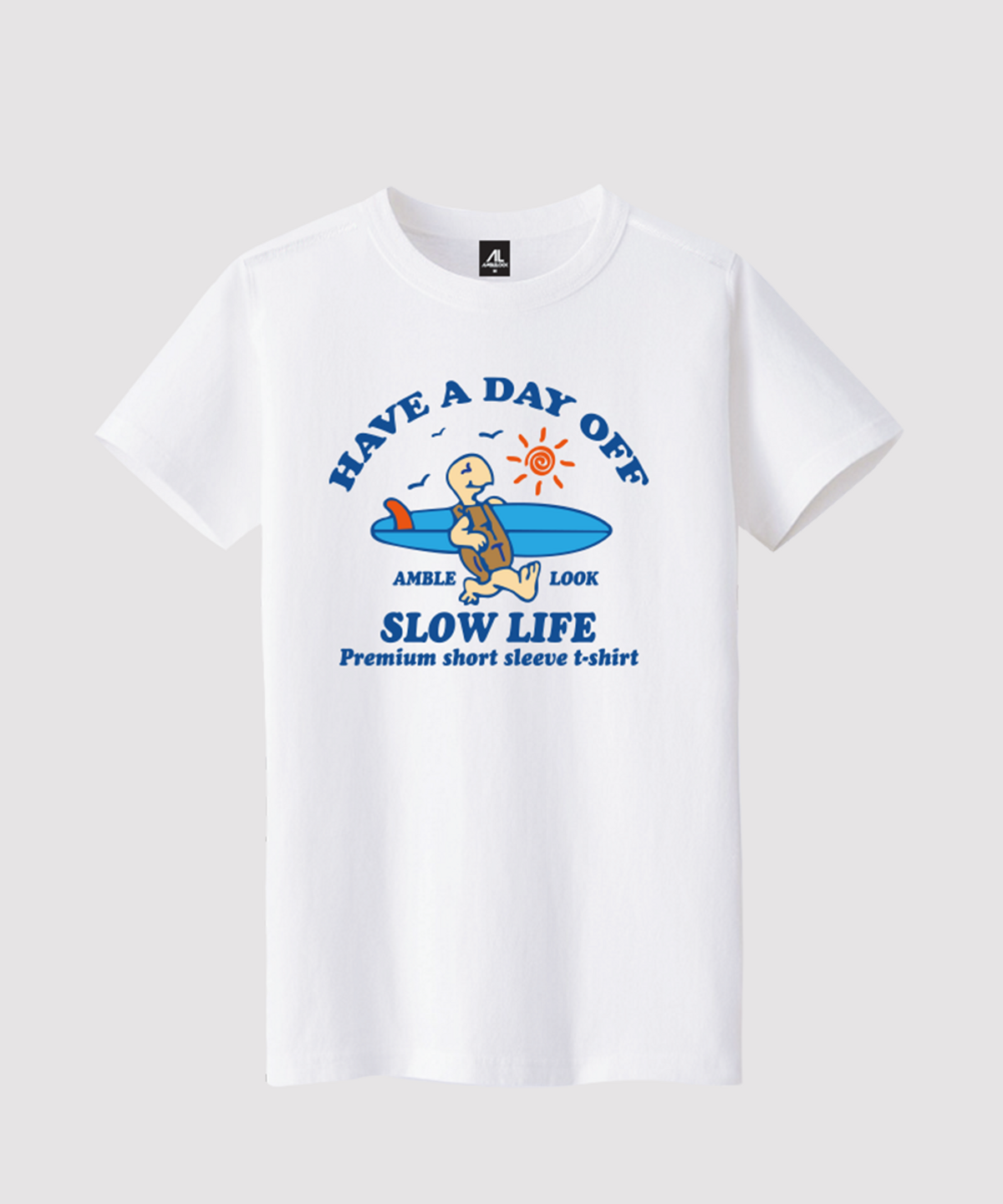 엠블룩(AMBLELOOK) 코튼 라운드 반팔티셔츠 SLOW LIFE (3color)