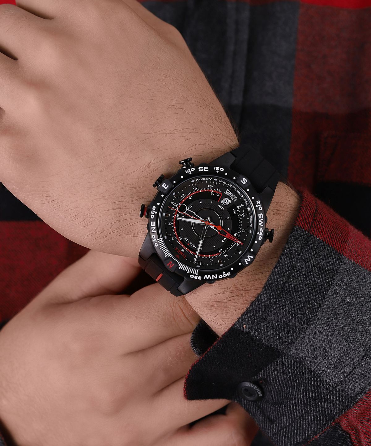 타이맥스(TIMEX) 익스페디션 노스 조수 온도 나침반 블랙시계 45mm