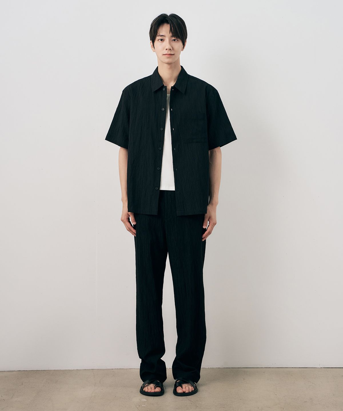 마인드브릿지(MINDBRIDGE) [COUTURE]원턱 와이드 핏 플리츠 밴딩 팬츠- 2color