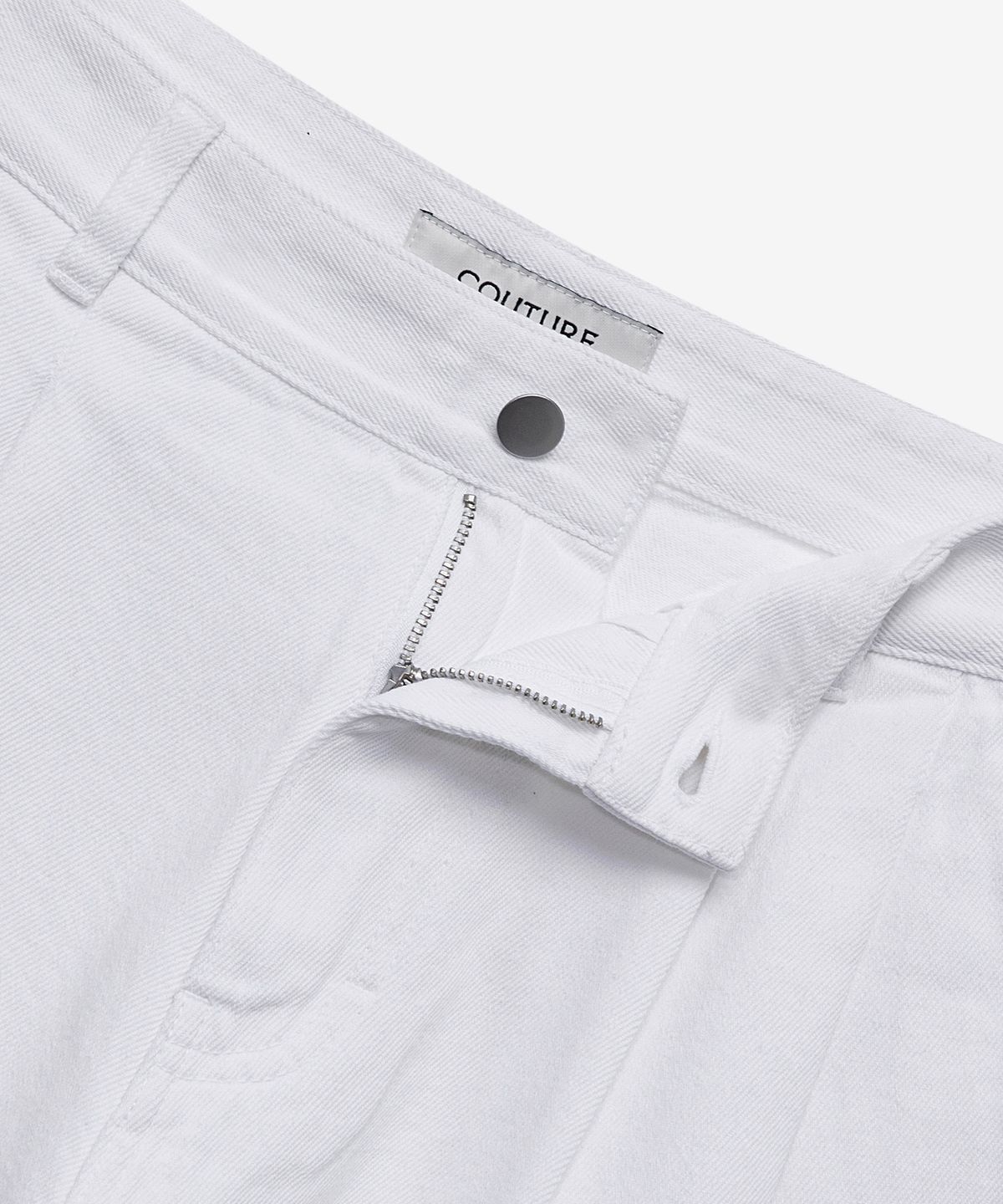 마인드브릿지(MINDBRIDGE) [COUTURE]9oz투턱 화이트 데님 하프 팬츠