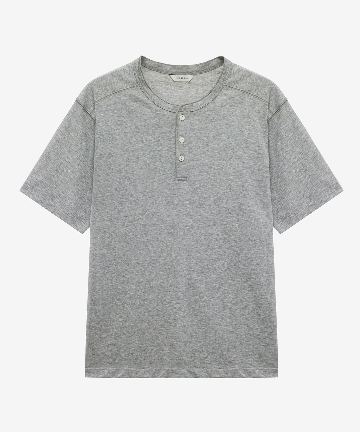 마인드브릿지(MINDBRIDGE) 3-버튼 헨리넥 오버핏 반팔 티셔츠 - 2color
