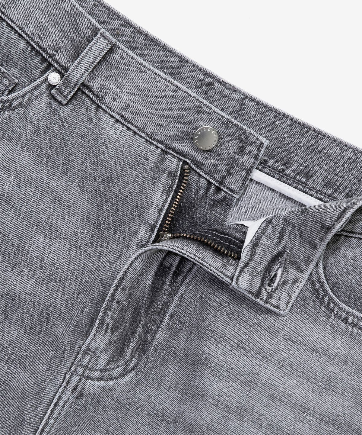 마인드브릿지(MINDBRIDGE) 9.3oz 엑스트라 와이드 워싱 그레이 데님 팬츠_LG