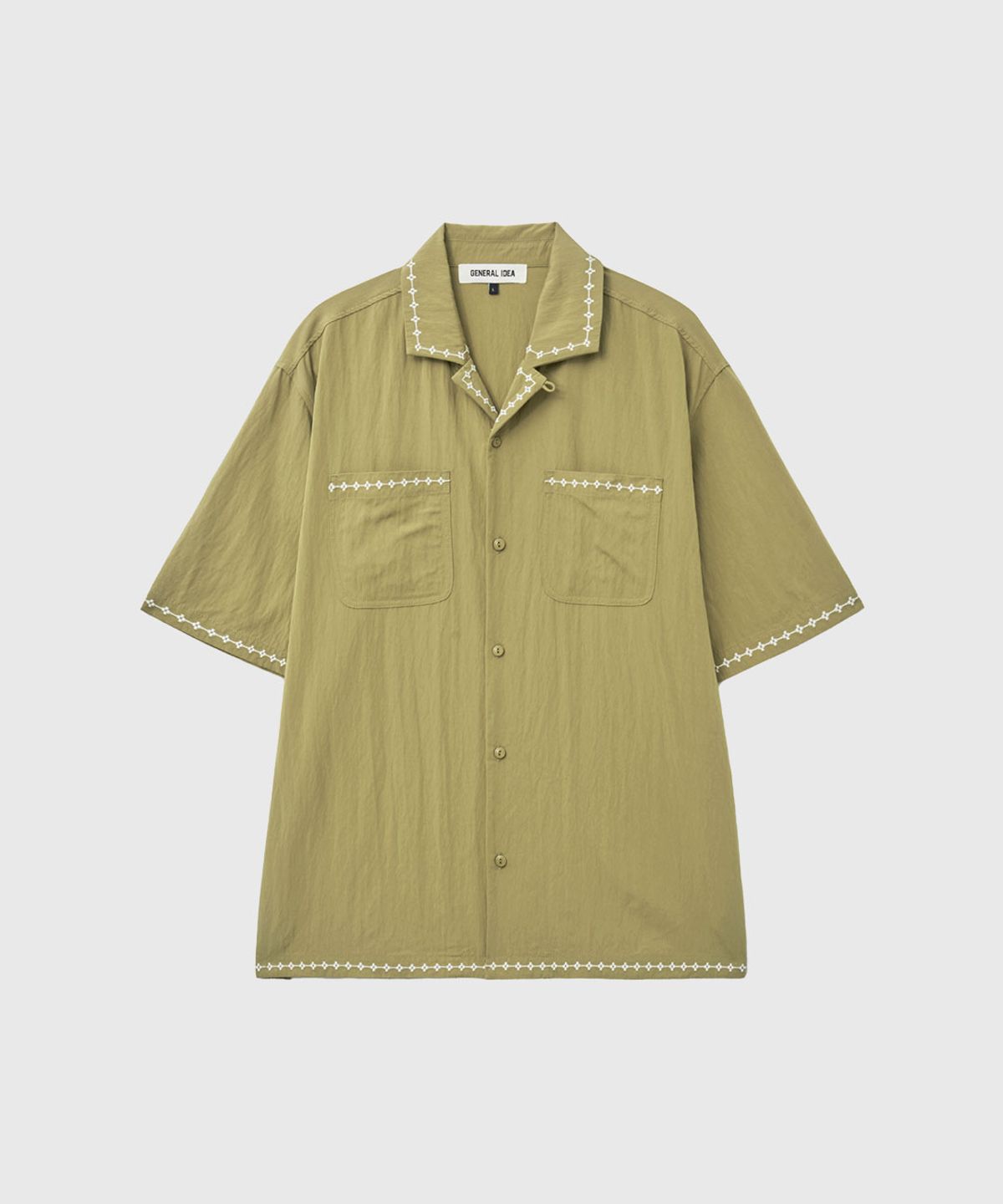 제너럴아이디어(GENERALIDEA) MAN 스티치 노치드 하프 셔츠 [KHAKI] / GF1MSH005
