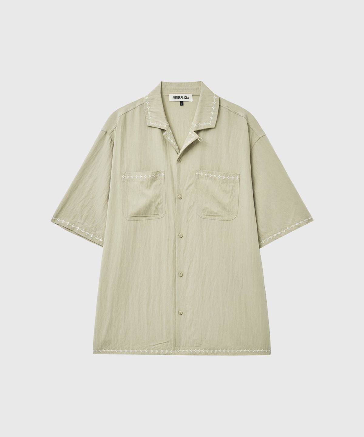 제너럴아이디어(GENERALIDEA) MAN 스티치 노치드 하프 셔츠 [BEIGE] / GF1MSH005