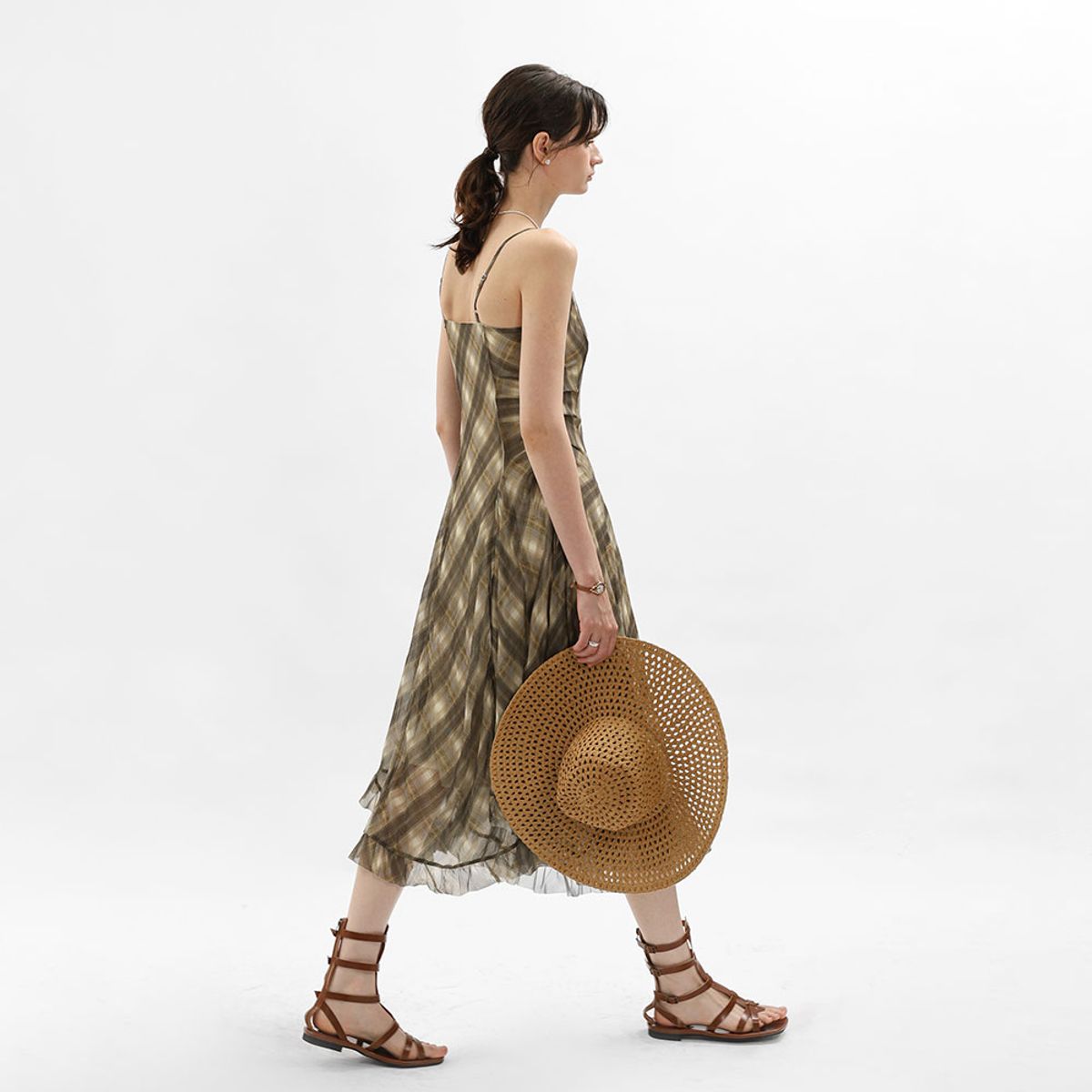 웬스데이딜라잇(WEDNESDAY DELIGHT) WD_Layered check slip dress_GREEN