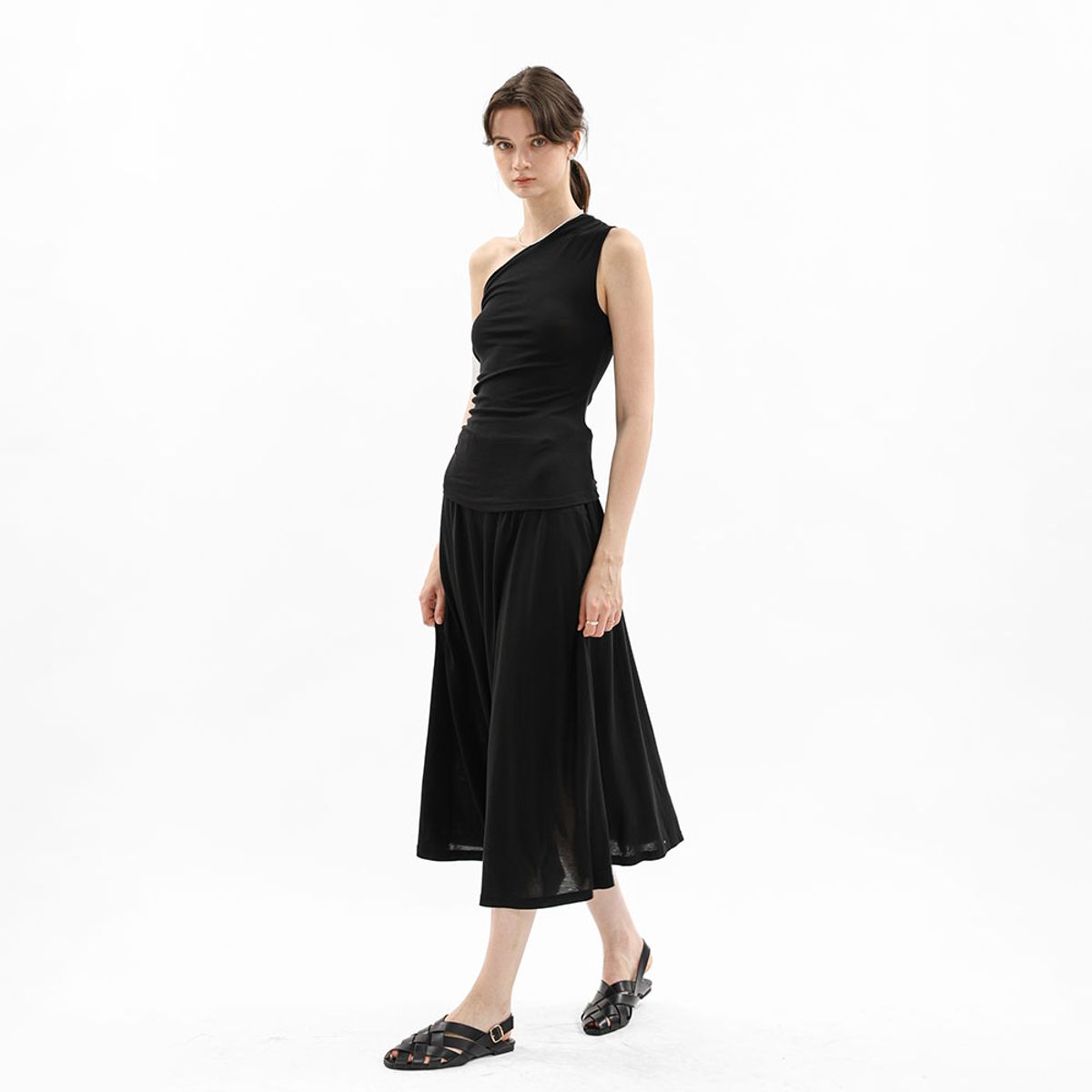 웬스데이딜라잇(WEDNESDAY DELIGHT) WD_One shoulder drape top and skirt set_2color