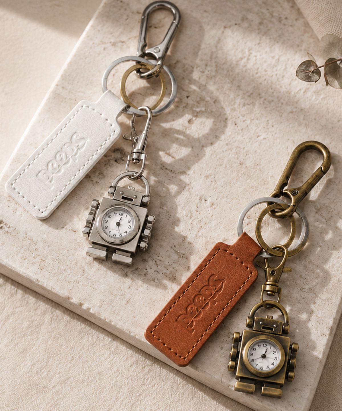 핍스(PEEPS) Robot Timepiece Keryring(Silver/Vintage Bronze)