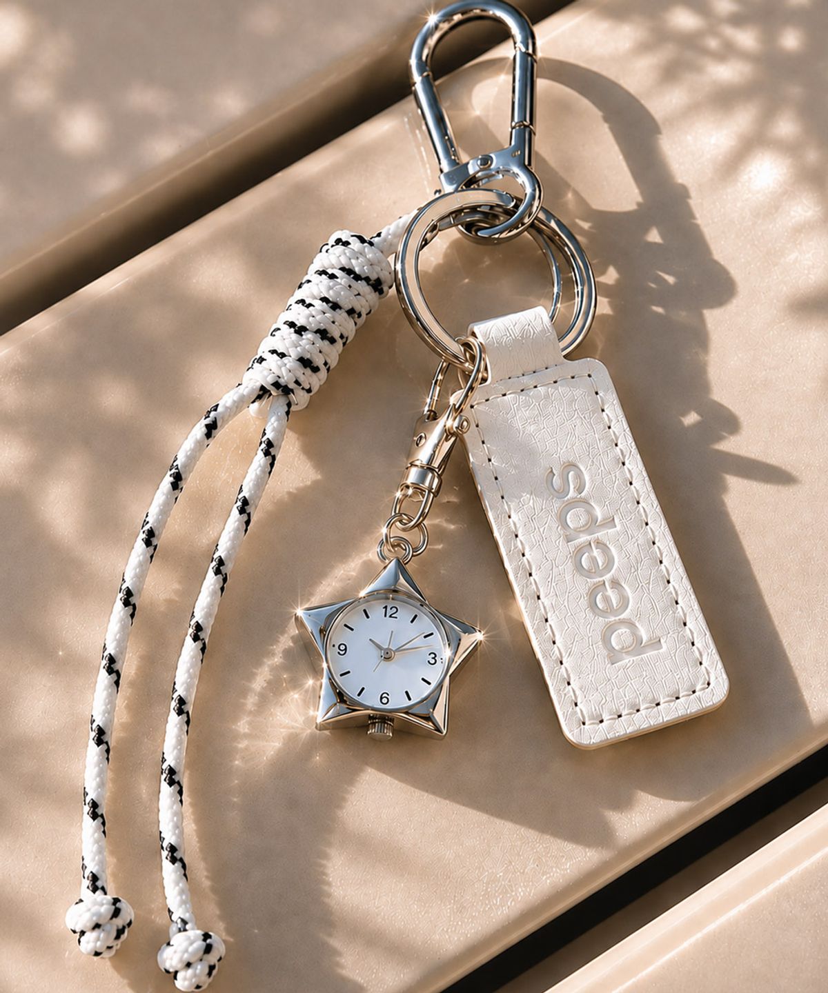 핍스(PEEPS) Star Timepiece Keyring(Black/White/Pink)