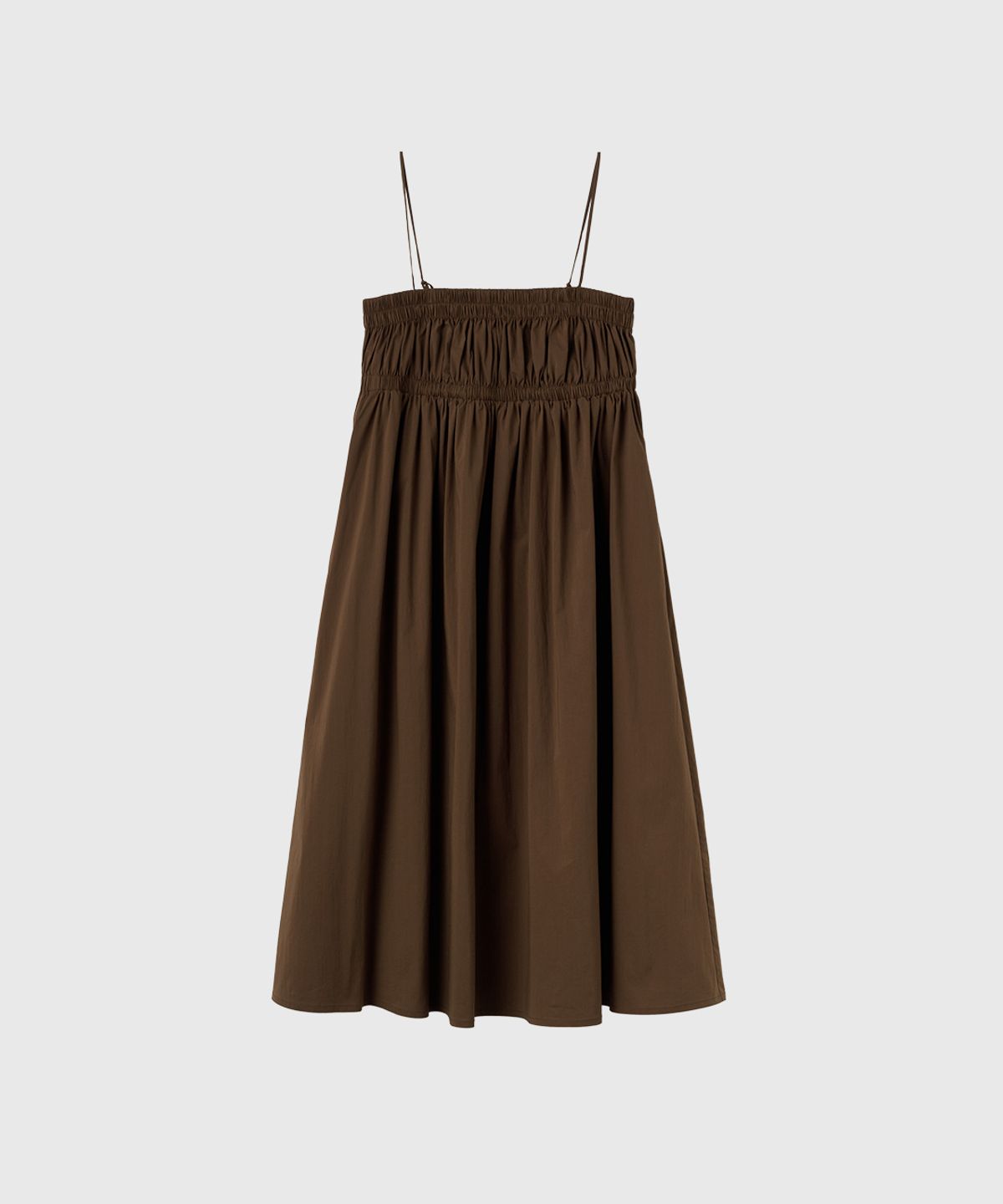 제너럴아이디어(GENERALIDEA) 셔링 밴딩 슬리브리스 원피스 [BROWN] / GF2LOP516