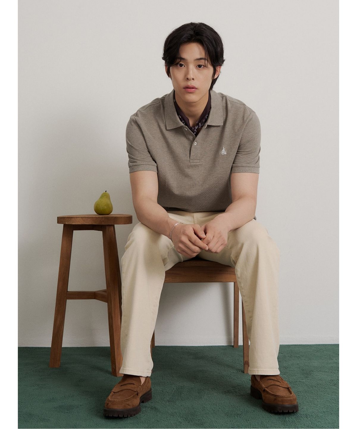 빈폴 멘(BEANPOLE MEN) [Essential] 피케 칼라넥 반소매 티셔츠  올리브