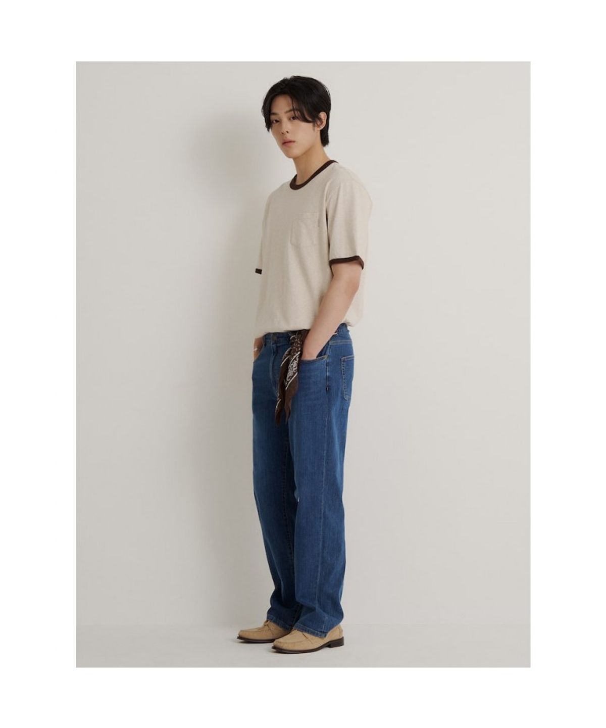 빈폴 멘(BEANPOLE MEN) 포켓 링거 티셔츠  브릭