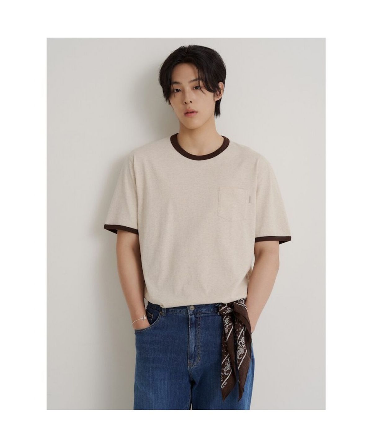 빈폴 멘(BEANPOLE MEN) 포켓 링거 티셔츠  브릭