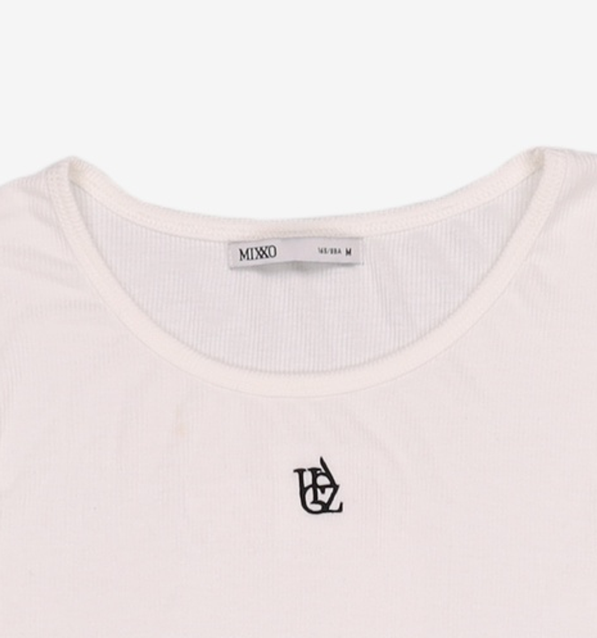 미쏘(MIXXO) 심플 로고 골지 긴팔 티셔츠_MIWLWF901C M