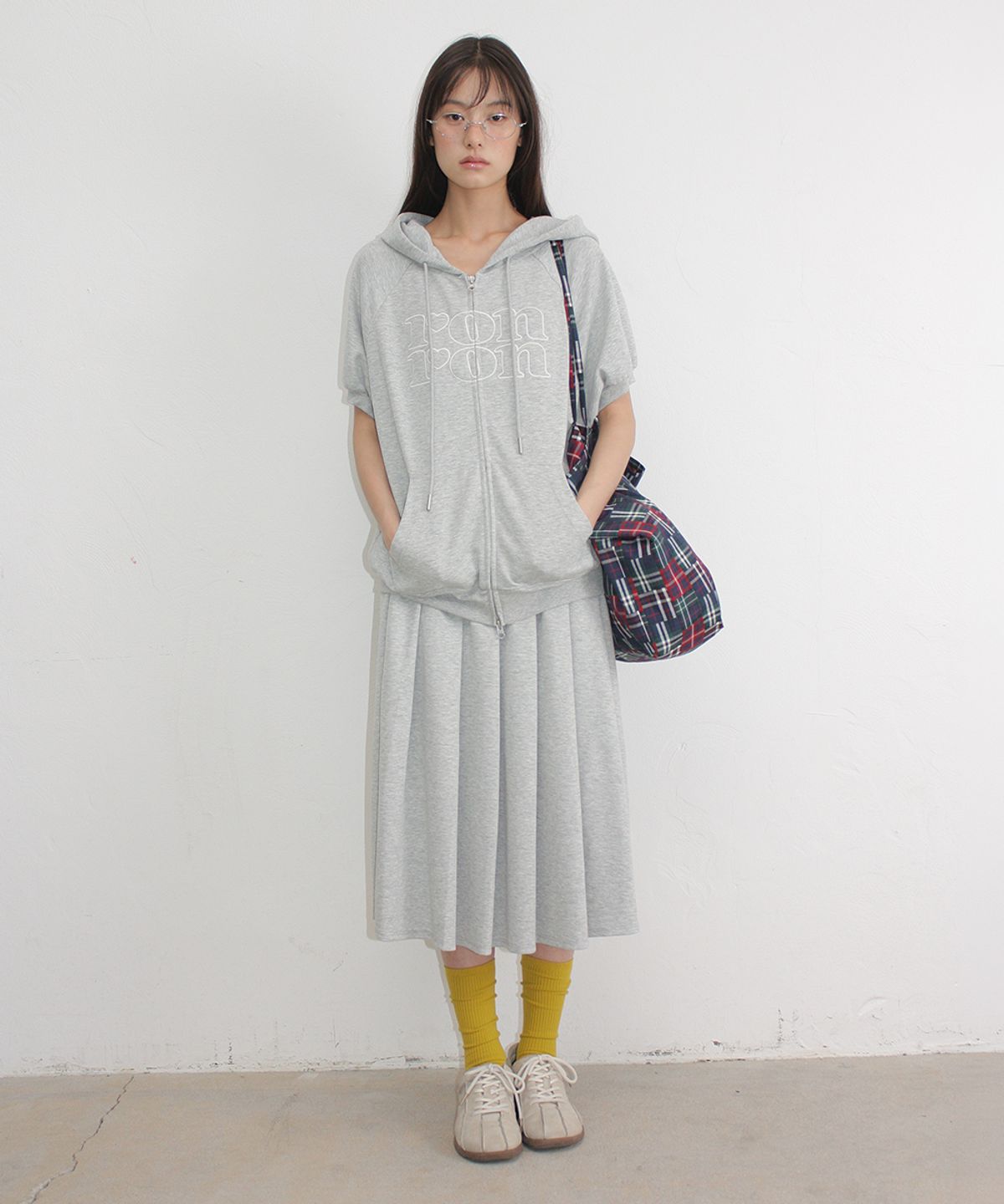 론론(RONRON) PATTERN LOGO SHOPPER RED CHECK