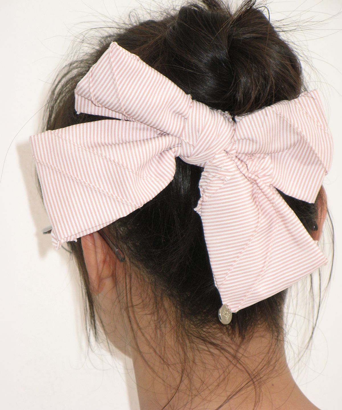 론론(RONRON) RIBBON HAIR PIN SET FRILL ECO BAG SOFT PINK