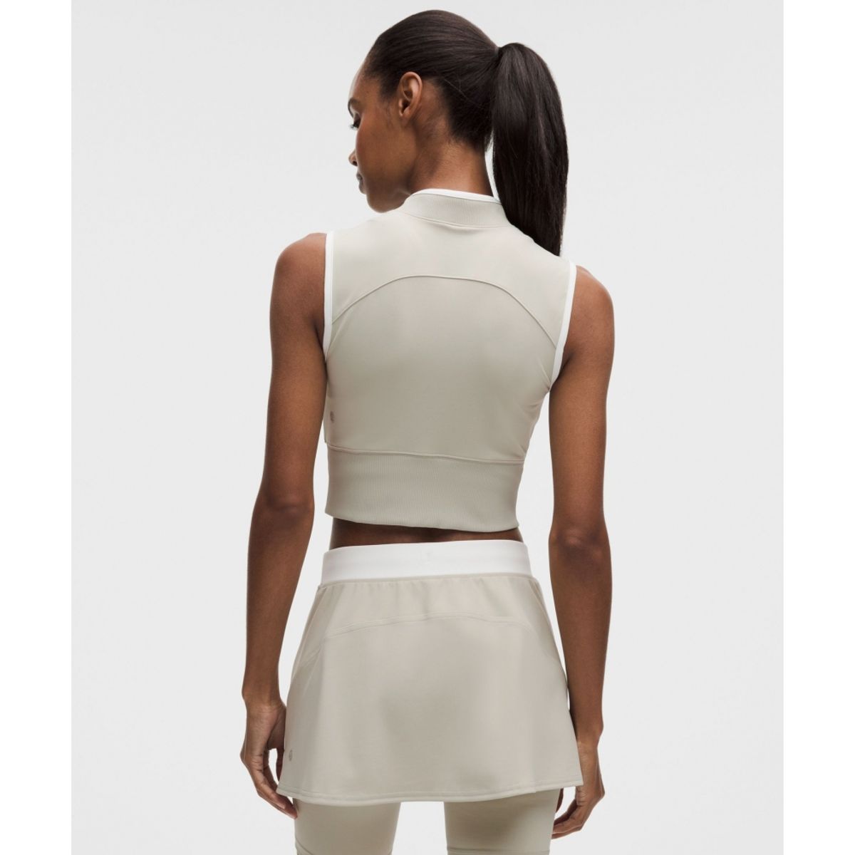 룰루레몬(LULULEMON) Everlux™ 컬러블록 집 프런트 탱크탑  MHAZ WHT
