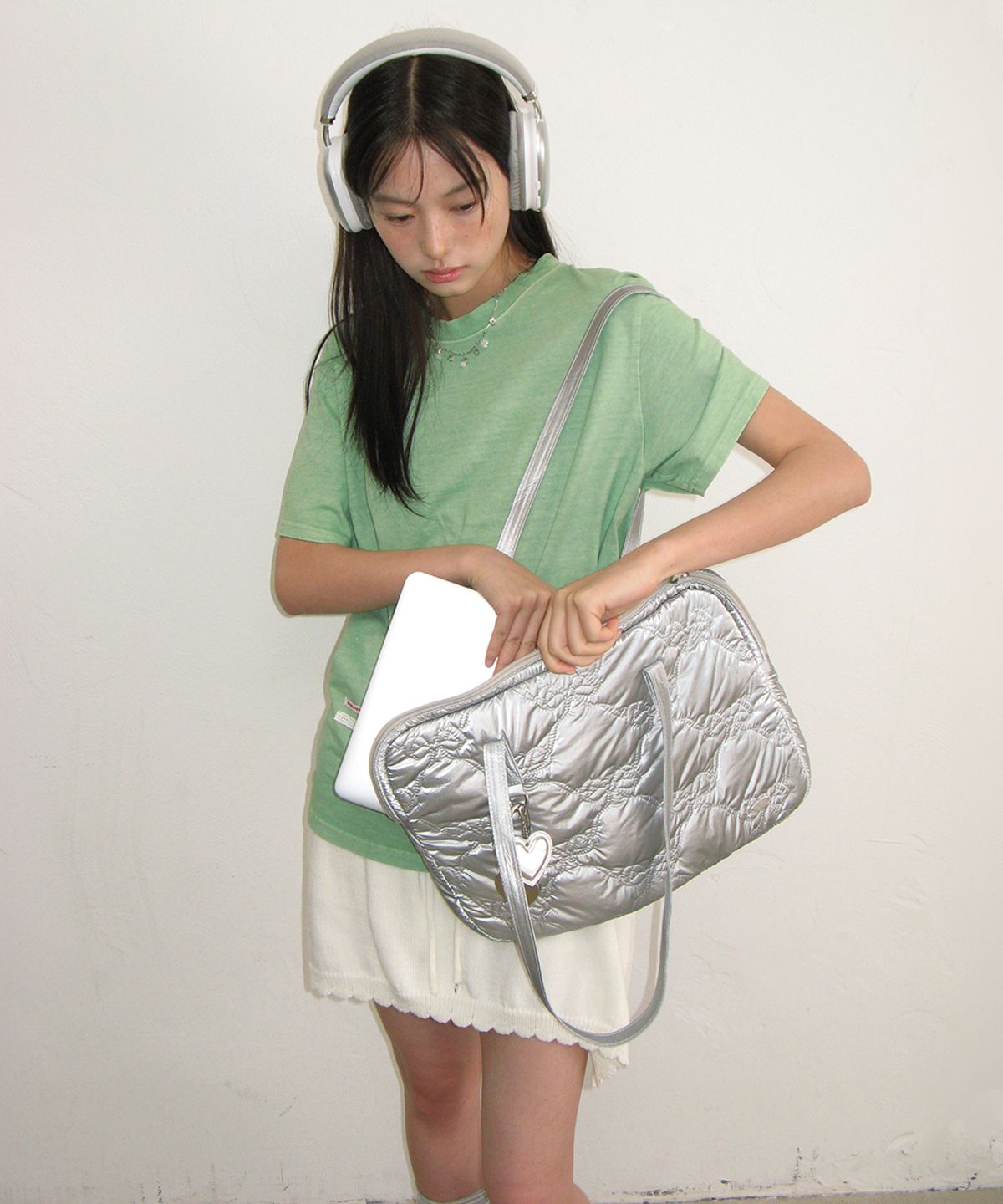 론론(RONRON) SCALLOP TRIM KNIT MINI SKIRT IVORY