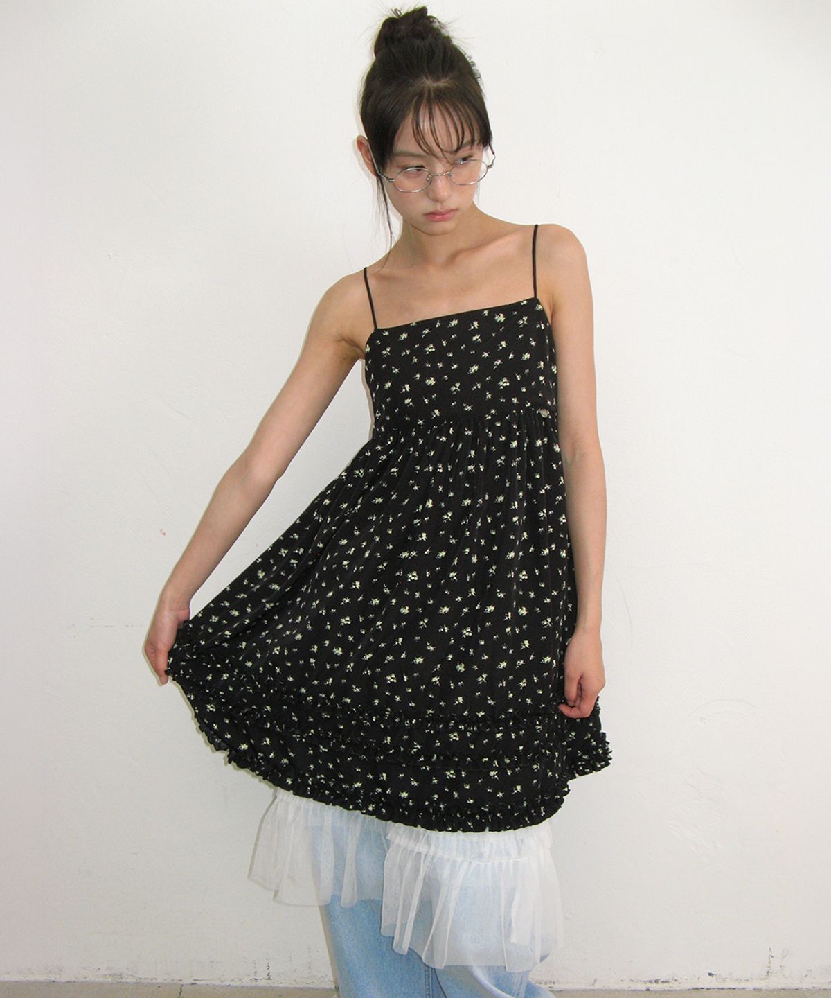 론론(RONRON) SHEER TIERED FRILL LAYERED SKIRT WHITE