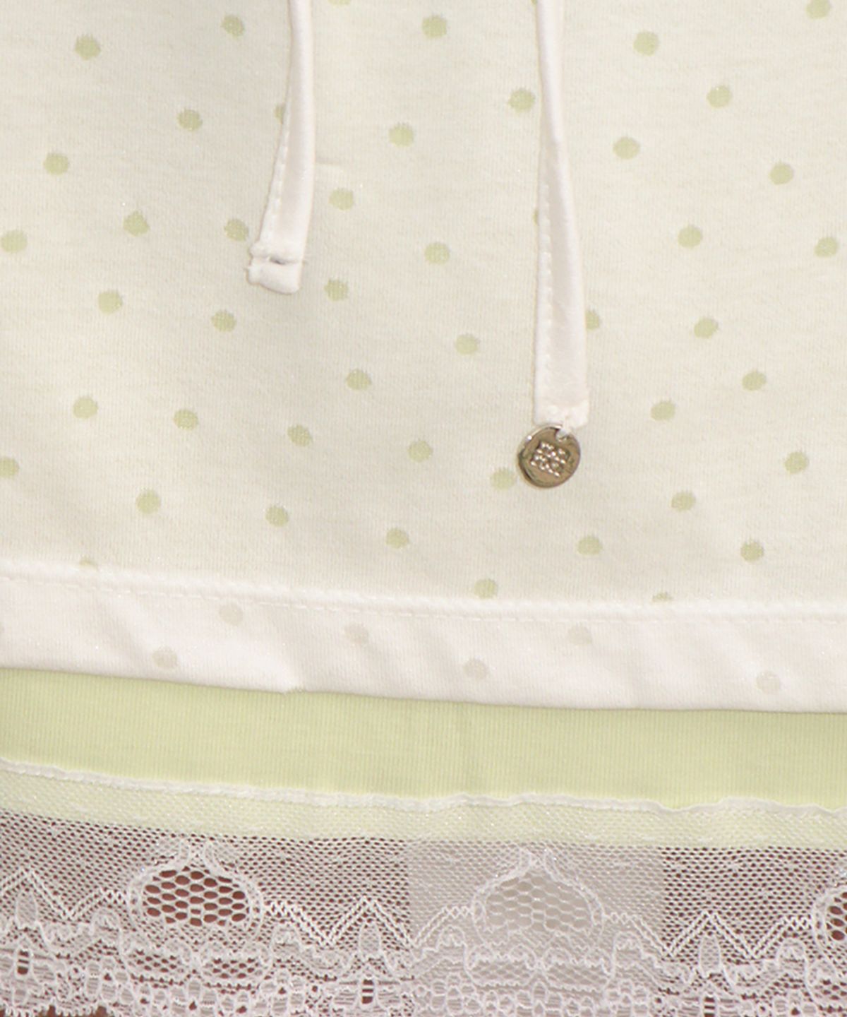 론론(RONRON) DOT LAYERED LACE HEM SKIRT WHITE
