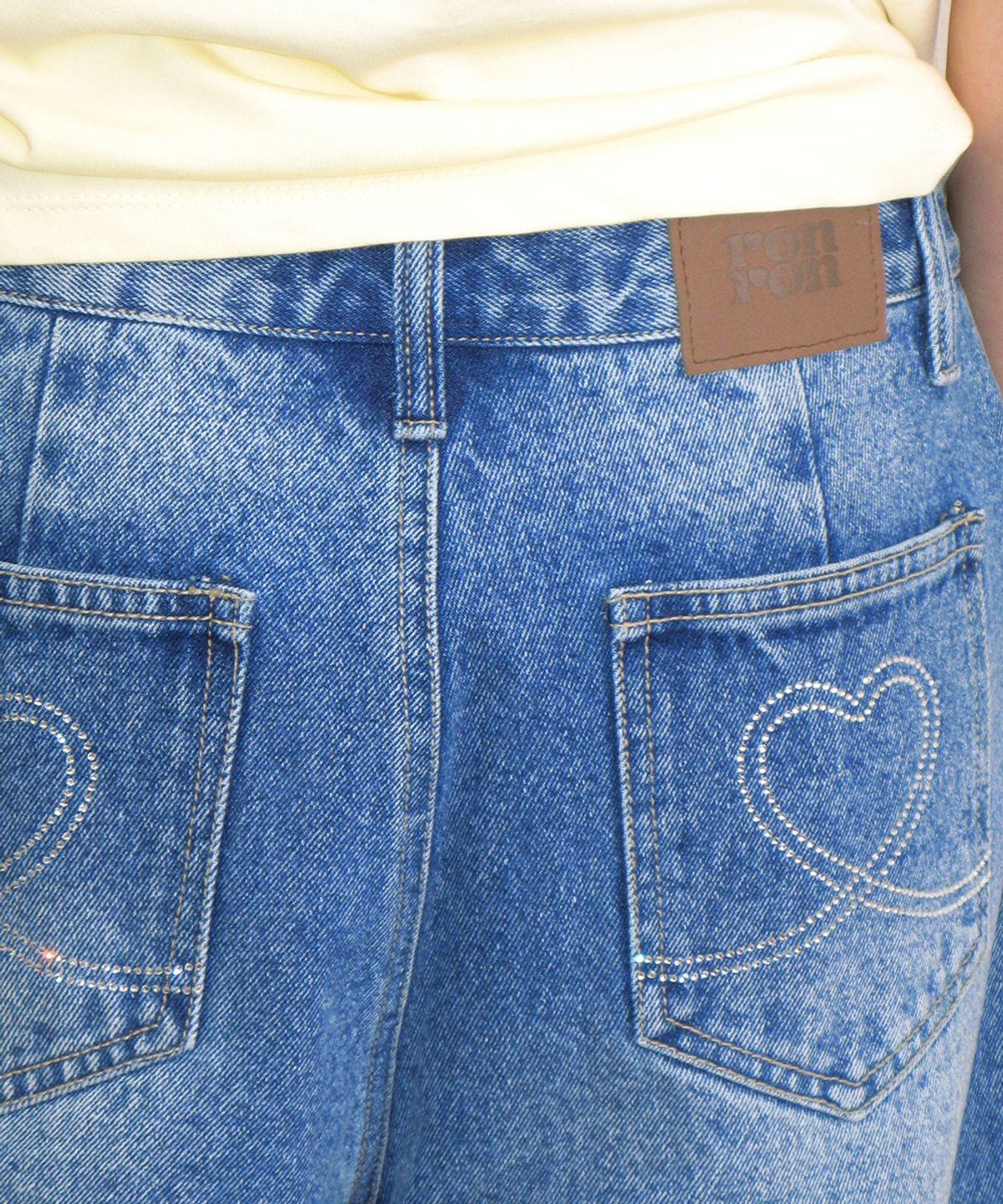 론론(RONRON) HOTFIX KEYRING WIDE DENIM PANTS MEDIUM BLUE